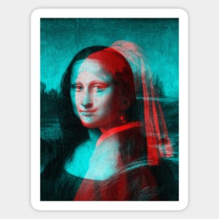 Monna Lisa with a Pearl Earring Interactive Red&Blue Filter Sticker